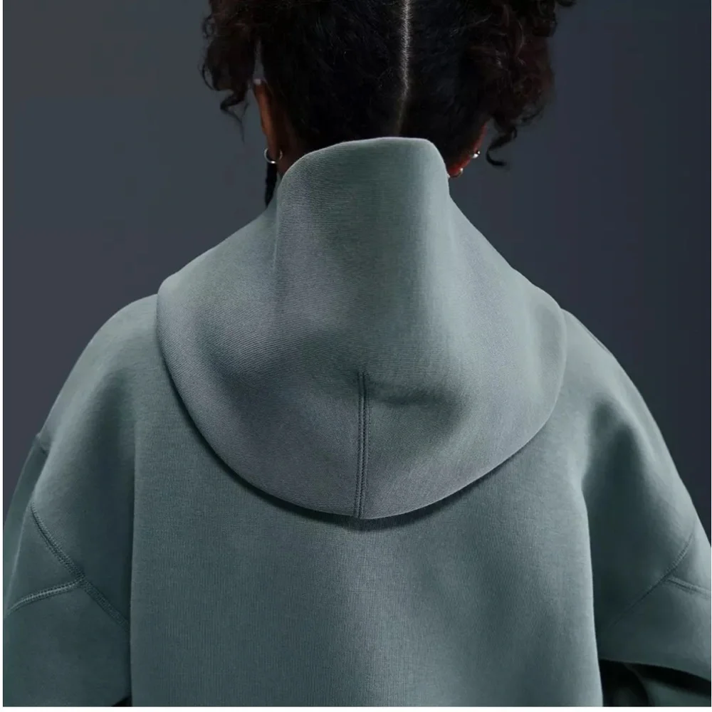 Nike Boys' Sportswear Tech Fleece Oversized Pullover Hoodie- Clay Green/Black